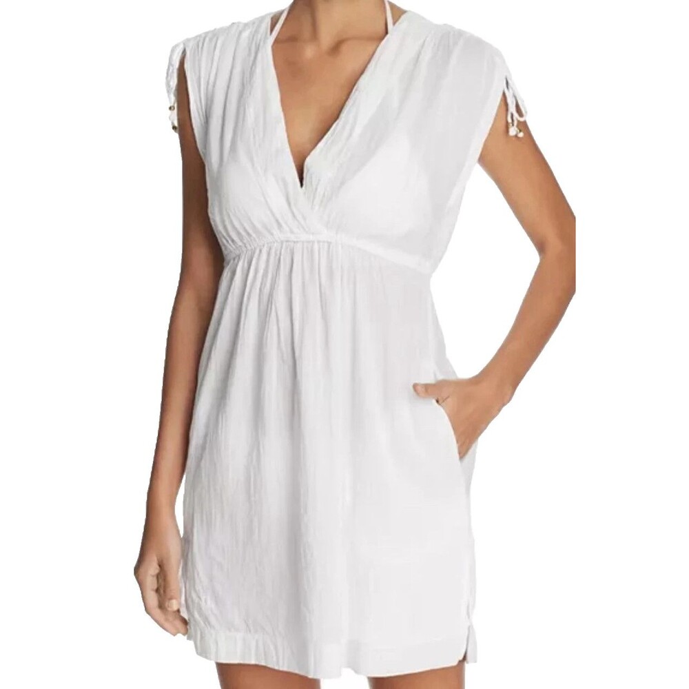 Lauren Ralph Lauren Cotton Farrah Swim Cover-Up White Dress Women's Size XL
